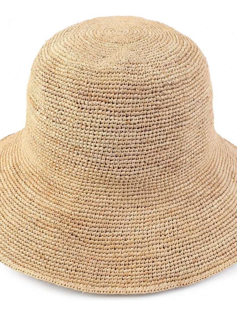 Natural Raffia Straw Bucket Hat For Women Sun Beach Handmade Raffia Woven Bucket